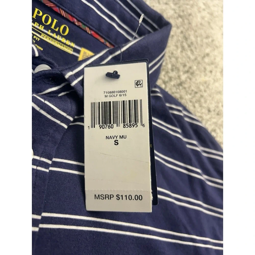 NWT Polo Ralph Lauren Performance Classic Fit Men's‎ Small Polo Navy Blue White
